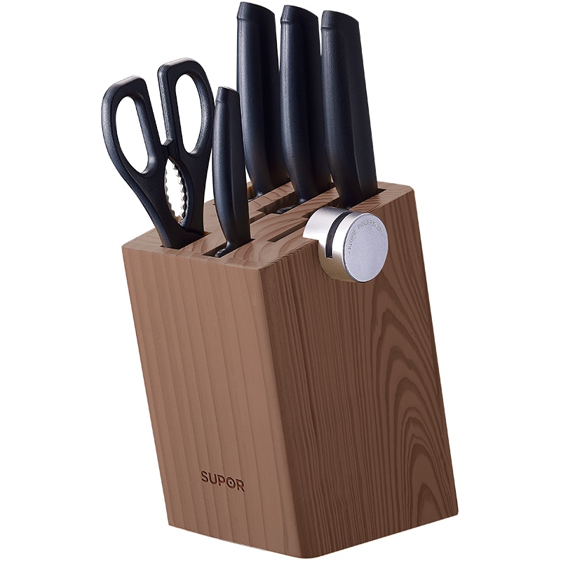 苏泊尔(SUPOR)套刀 TK1520Q尖锋系列刀具七件套 30Cr13不锈钢材质 固定磨刀器