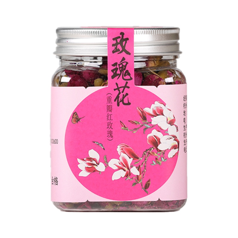 胡庆余堂玫瑰花40g方塑瓶干玫瑰花草茶叶泡水重瓣可搭配红枣桂圆枸杞茶