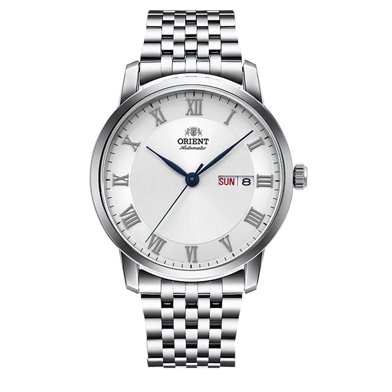 东方双狮(ORIENT)手表日本原装进口经典简雅罗马系列全自动机械时尚休闲商务双日历男士腕表RA-AA0A04S0BD