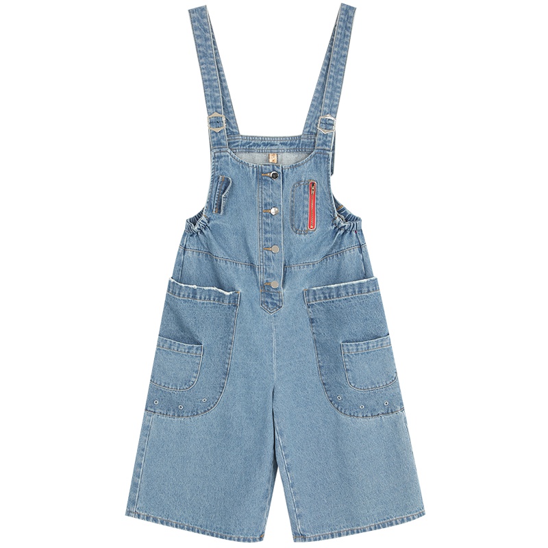 妖精的口袋背带裤女韩版宽松2019夏季新款学生森女系阔腿裤牛仔裤