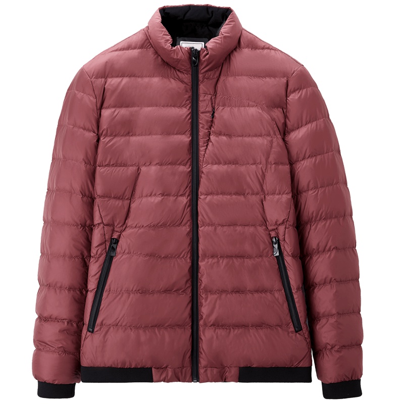 海一家男装2019冬季保暖立领拉链口袋青春流行纯色羽绒服男