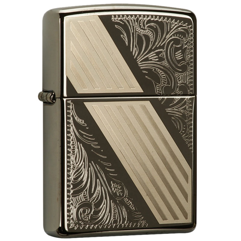 美国ZIPPO打火机 芝宝 防风镀铬镜面雕刻 24038 威尼斯条纹 男士礼品