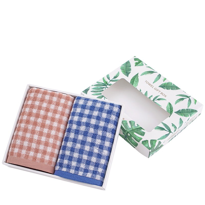 金菁英伦风纯棉格子毛巾两条装礼盒 M4398高档礼盒 柔软舒适 居家生活 节日送礼 吸水耐用