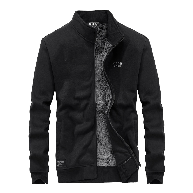 JEEP/吉普2019秋冬新品男士加绒厚款立领外套商务休闲百搭开衫外套FSM