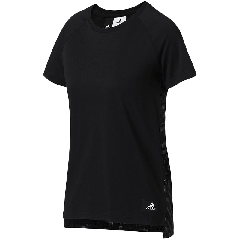 adidas阿迪达斯女子短袖T恤休闲运动服CZ2376 L CZ2376白+黑