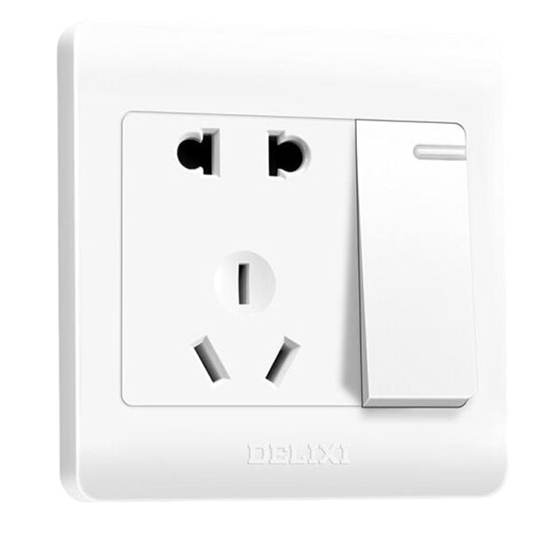 德力西 CD820系列 10A五孔插座带一开双控开关插座面板 经典白 (单位:个)