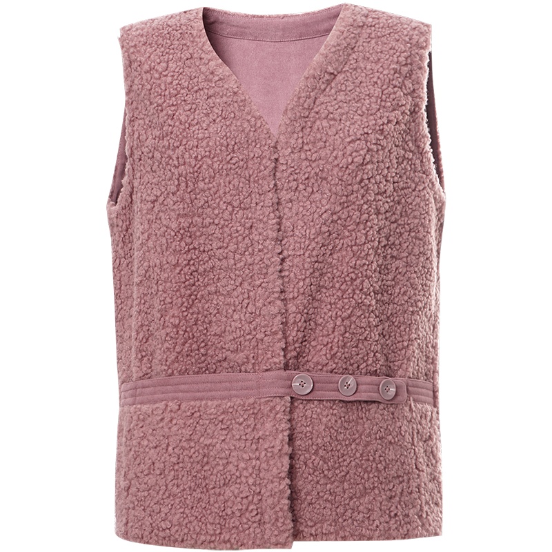 OUNIXUE欧昵雪 | [减龄颗粒绒马甲]冬季简约V领马甲加厚背心女士坎肩外套