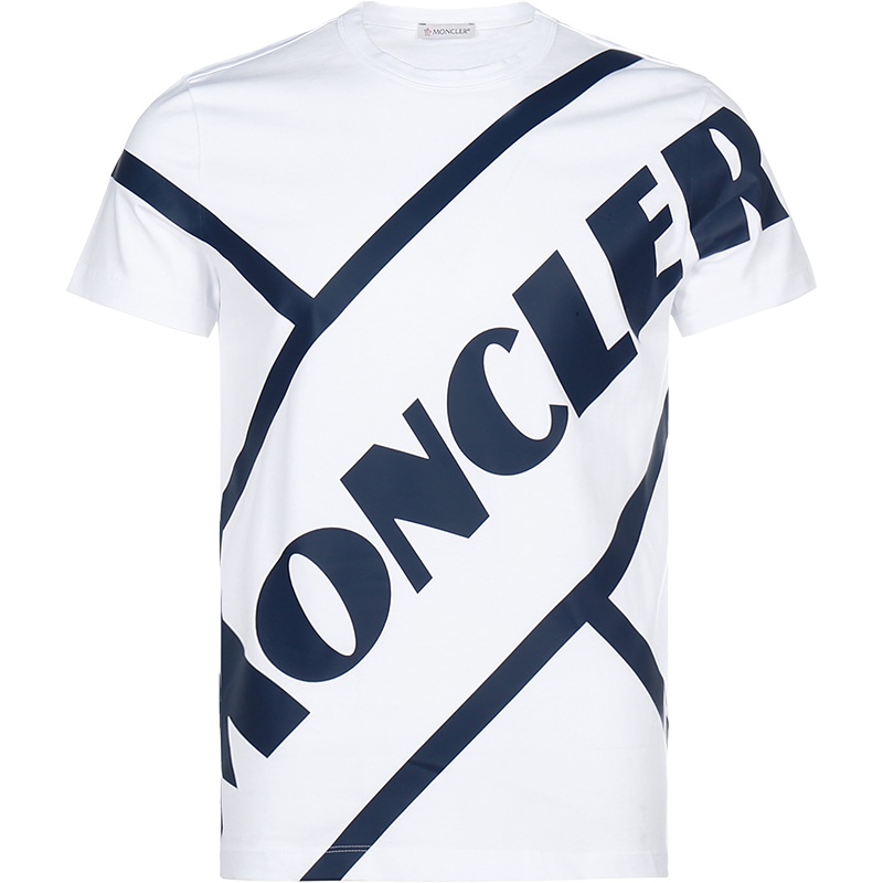 MONCLER 蒙克莱 男士LOGO印花棉质圆领短袖T恤 F1 091 8C70610 8390T