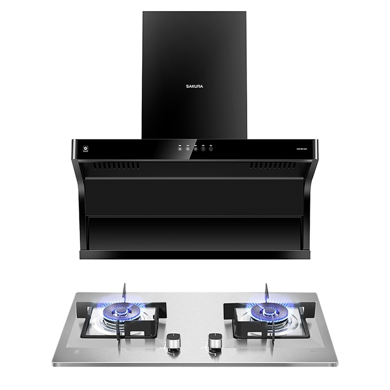 樱花(SAKURA)烟灶套餐 20立方潜吸7字机侧吸抽油烟机 5.0火力煤气燃气灶具 烟灶厨电套装QA01+GBG01