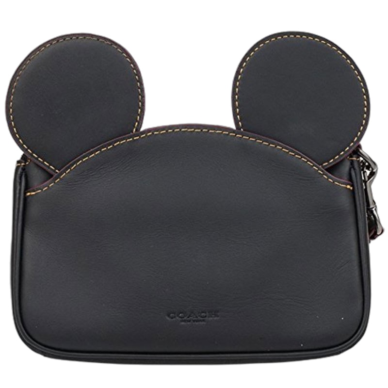 【鼠年特辑】蔻驰(COACH)迪士尼联名限量版 牛皮 拉链卡通可爱米奇耳朵 手拿包零钱包女包手包