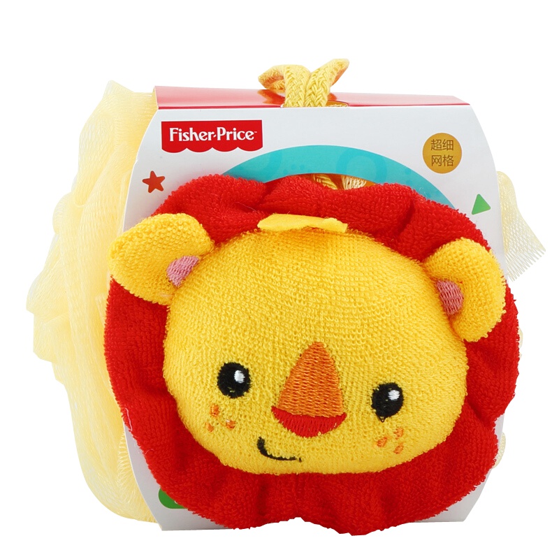 费雪（Fisher-Price） 婴儿沐浴海绵沐浴球卡通沐浴擦沐浴花宝宝洗澡 黄色小狮子