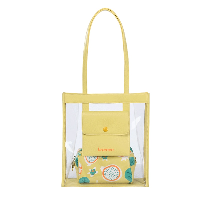 不莱玫新款2020网红透明果冻托特包包女斜挎pvc单肩手提包购物袋