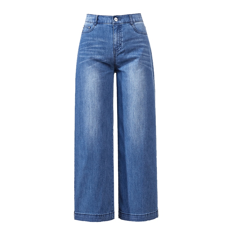 逸阳2020夏季牛仔裤女宽松八分阔腿直筒高腰显瘦百搭韩版裤子薄款
