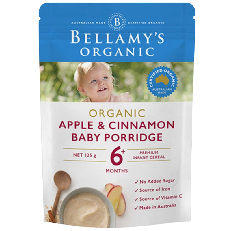 贝拉米(Bellamy's) 婴幼儿大米苹果肉桂味米粉 125克/袋装 海外进口 6个月以上