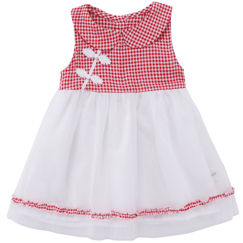 商场同款小红豆女童裙子夏装宝宝洋气公主裙娃娃领蓬蓬纱连衣裙