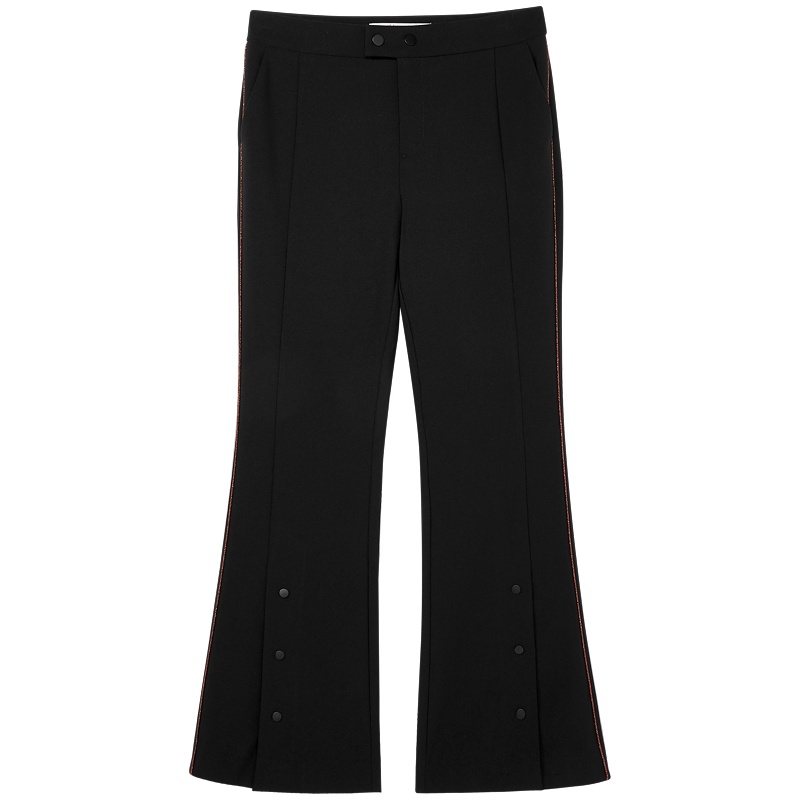 2019爱居兔秋季女装经典黑色休闲喇叭裤