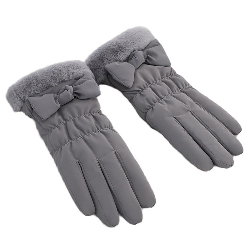 南极人手套女冬季保暖韩版可爱学生加绒加厚防风防寒触屏女士手套N18M879 灰 均码