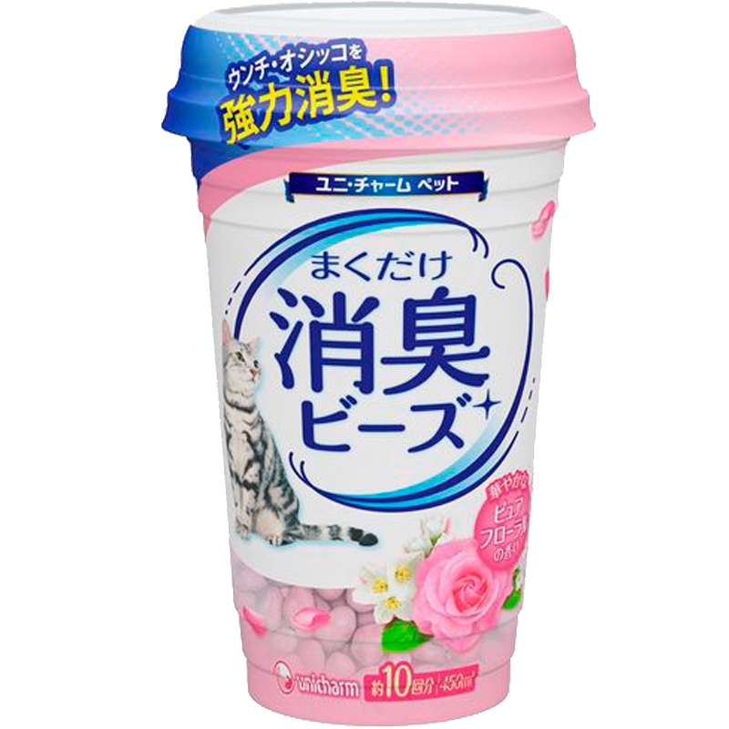 尤妮佳(Unicharm) 猫厕所消臭珠纯花香型 450ml 添加型芳香猫砂