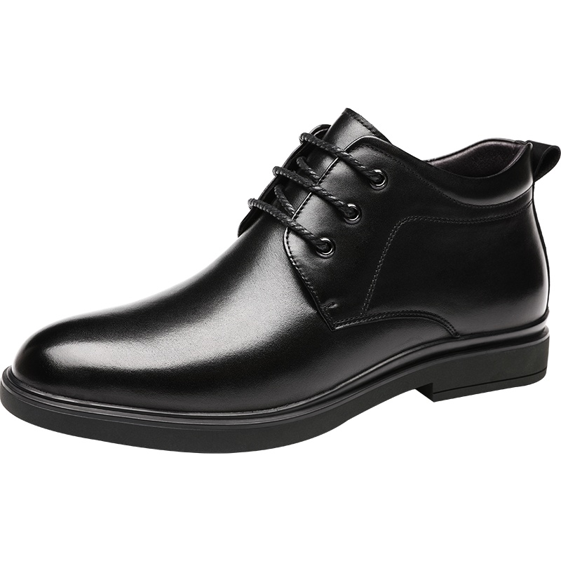 红蜻蜓男鞋冬季新款真皮英伦商务休闲皮鞋男防滑加绒保暖高帮棉鞋