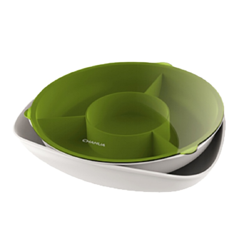 茶花(CHAHUA)多功能果盘 梅勒迪多功能干果盘透明客厅水果盘新年零食盘 透明绿