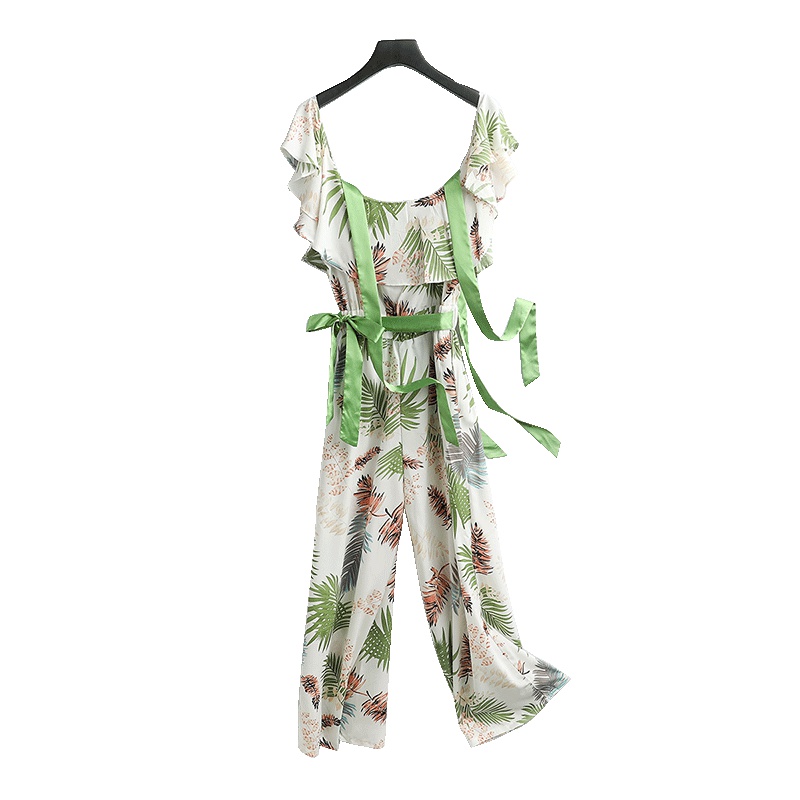 VINCIFAM2019夏装新韩版款阔腿长裤连衣裤高腰休闲连体裤女