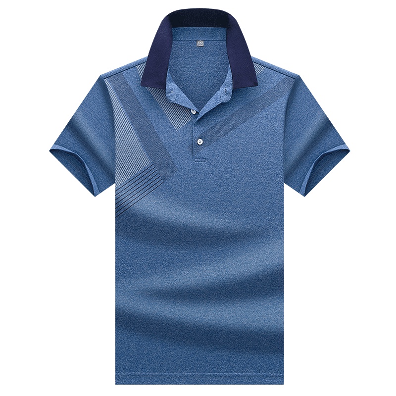 袋鼠(DAISHU) 2019夏季新品 中年男士商务休闲翻领印花短袖t恤