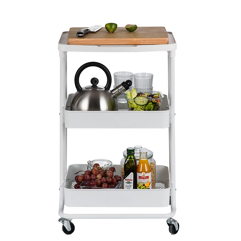 炊大皇置物架3层架家用厨房置物架小手推车层架可移动客厅带轮收纳架子