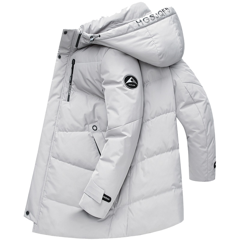 雅鹿反季羽绒服男中长款商务立领连帽冬季新款男士保暖休闲外套A