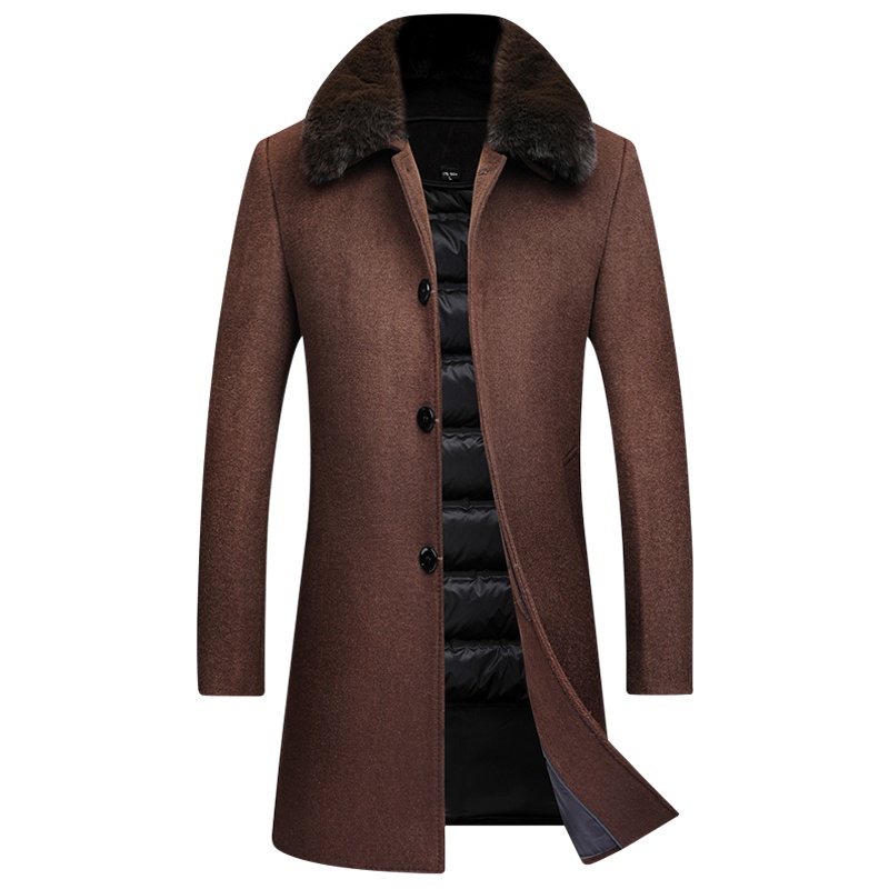 冬季中老年羊毛大衣男中长款羽绒胆爸爸装仿貂毛领非羊绒外套 SQLW802