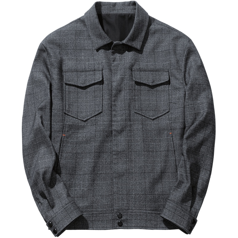 千纸鹤男士复古休闲夹克2019秋季新款青年千鸟格商务外套男30221