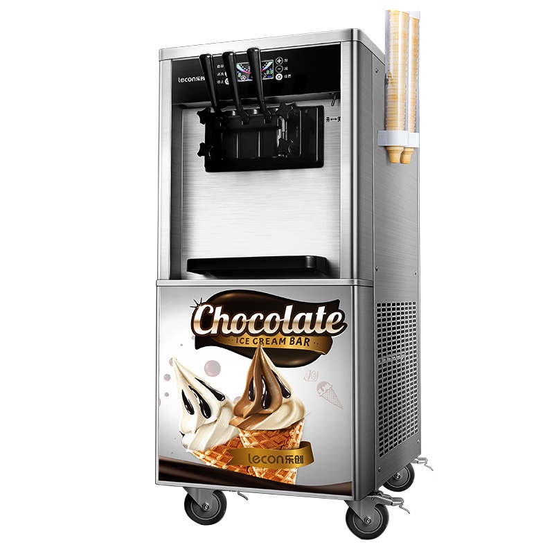 乐创(lecon) 冰淇淋机 商用冰激凌机 全自动软冰激淋机雪糕机台式立式落地式甜筒机 圣代机 自动清洗白色松下压缩机