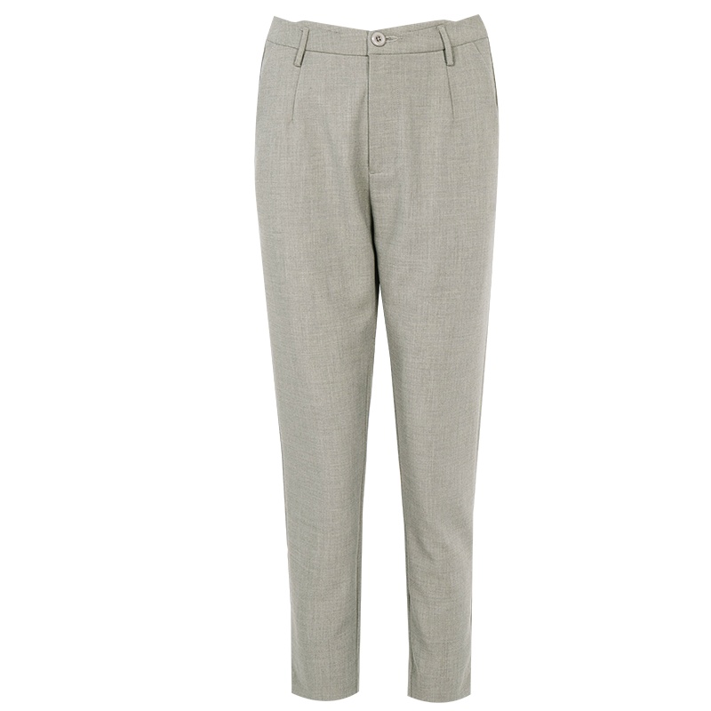 晚白2021春季新品简约时尚百搭高腰修身常规职业休闲裤西裤长裤女