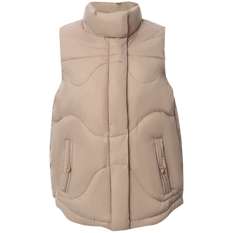 欧昵雪冬季半高领羽绒棉马甲背心棉服女显瘦加厚棉衣外套