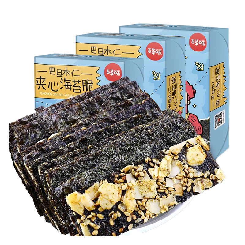 百草味 巴旦木仁夹心海苔脆 40g*3袋