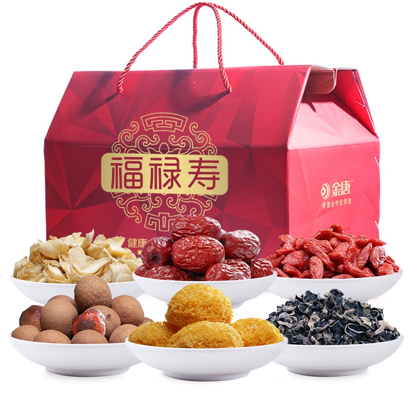 金唐(KTANG) 福禄寿礼盒1650g 糯耳 若羌枣 桂圆 枸杞 百合 黑木耳中秋送礼佳品团购