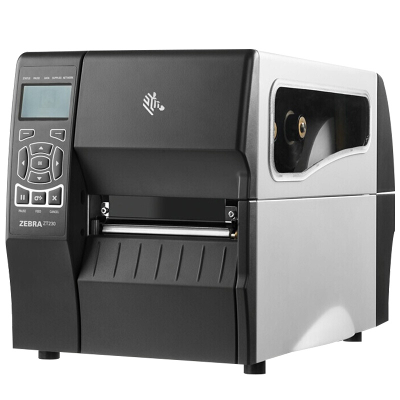ZEBRA斑马ZT230工业级标签条码打印机不干胶合格证铜版纸服装吊牌水洗标景区门票亚银纸高精度300dpi