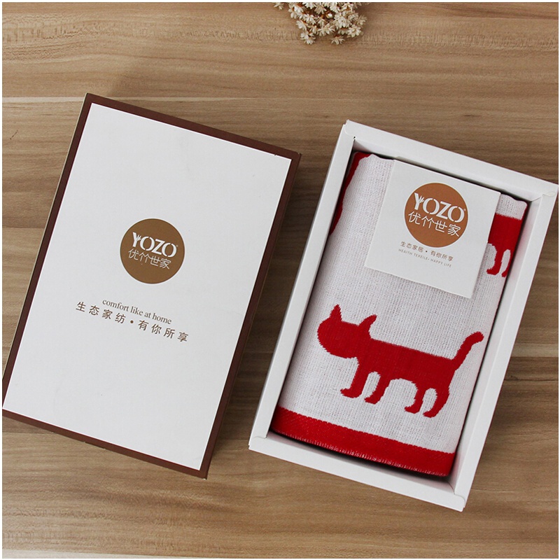 优竹世家 毛巾礼盒装 纯棉纱布儿童卡通洗脸面巾 单条装颜色随机