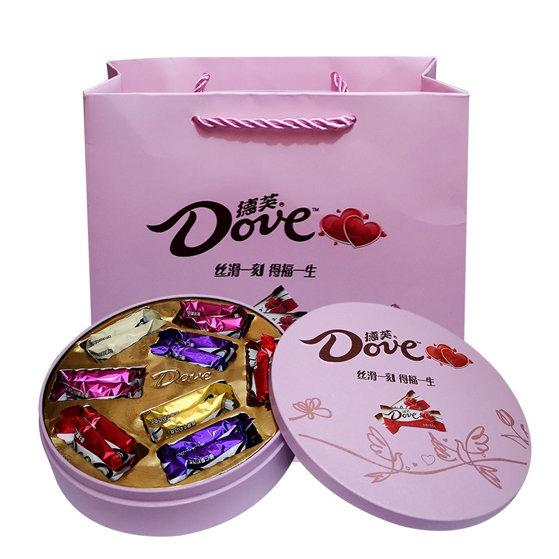 德芙巧克力德芙丝滑牛奶巧克力16粒圆形粉色礼盒装铁盒装婚庆结婚喜糖6克德芙装16粒(不含礼袋;可另外选购)