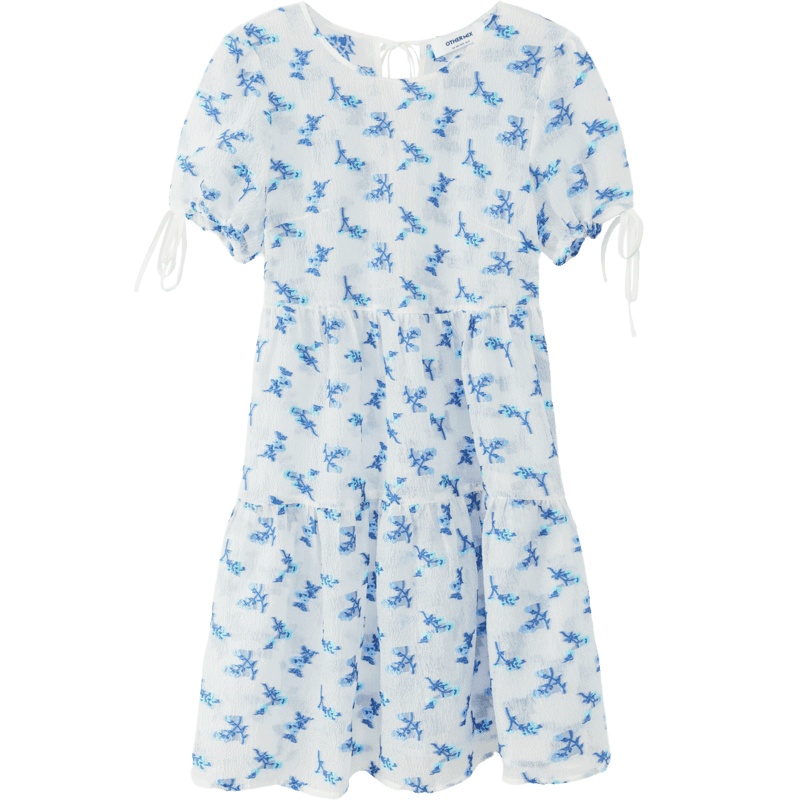 OtherMix碎花泡泡袖连衣裙女2021年夏季新款印花短袖圆领宽松裙子