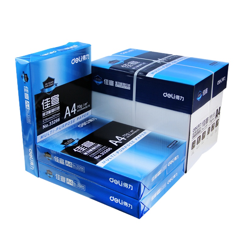 dlei得力佳宣A4复印纸打印白纸70g办公用纸500张/包共5包2500张