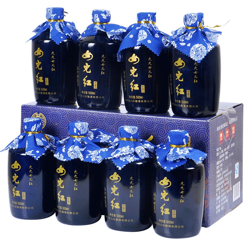 黄酒绍兴花雕酒女儿红瓶装黄酒整箱清爽型特型陈年老酒500ml*8瓶