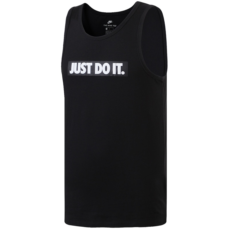 【自营】Nike耐克男装运动背心透气休闲宽松圆领背心913180 L 913180-010黑+白