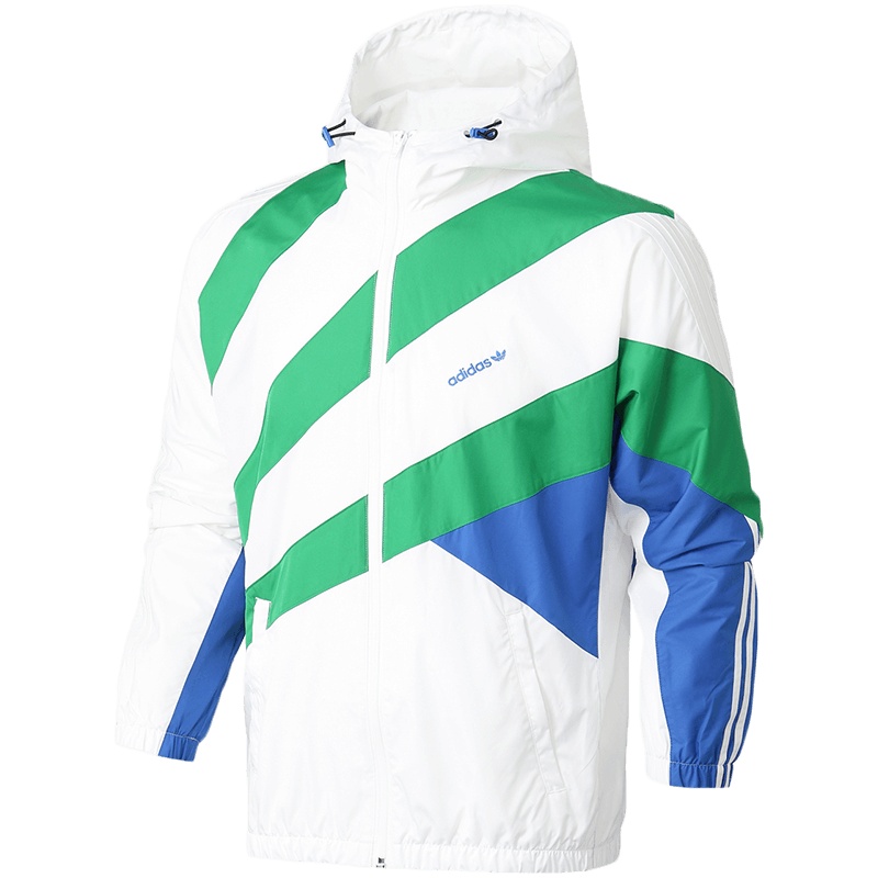 阿迪达斯三叶草男服外套夹克撞色连帽运动休闲运动服GJ6731