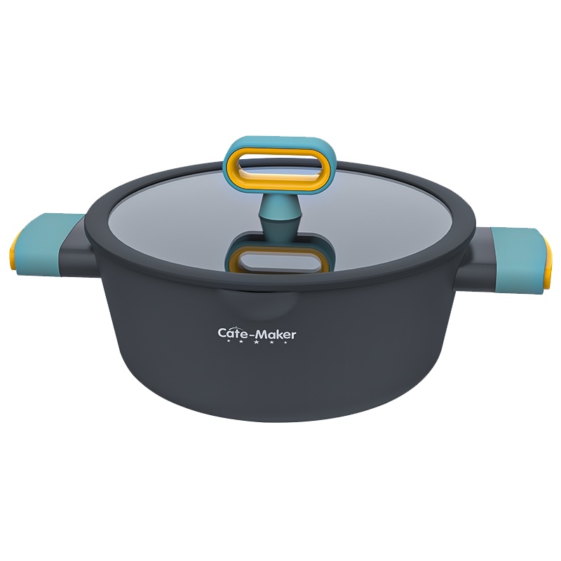 卡特马克(Cate Maker)GYL-BO24TH北欧汤锅麦饭石汤锅家用蒸煮炖燃气电磁炉通用不粘铝锅马卡龙汤锅