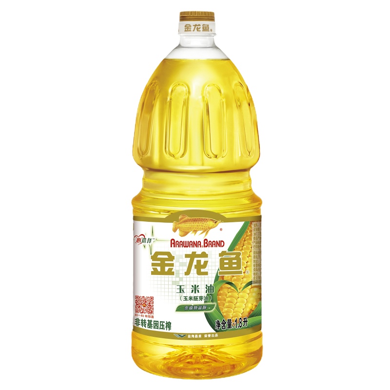 金龙鱼非转基因压榨玉米油1.8L*1桶桶装物理压榨植物油食用油