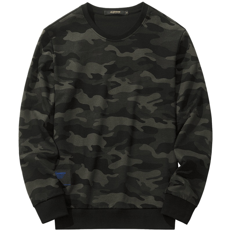 千纸鹤男装迷彩外套男2019秋装男士圆领卫衣韩版休闲上衣潮15165