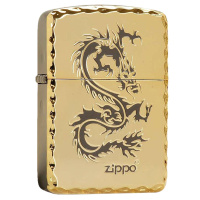 美国ZIPPO打火机 芝宝 龙腾四海 复刻1941金龙 点烟器 金色 磨边龙 男士礼品