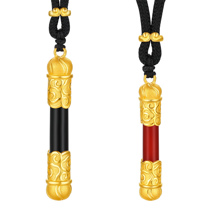 周大生黄金饰品黄金吊坠男女款正品金镶玉紧箍情侣项链金箍棒系列玉髓坠子