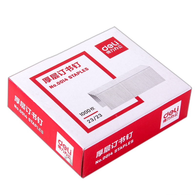 得力(deli)0014订书针重型厚层大订书钉 23/23 可订210页单盒