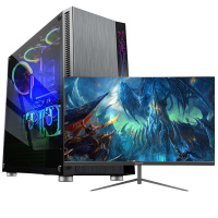 世纪之星 酷睿i7四核/AMD游戏独显/8GB内存/256GB固态+500G机械硬盘 家用办公商用娱乐 游戏电脑 台式机 台式电脑 DIY组装机 组装电脑 电脑主机+24英寸显示器